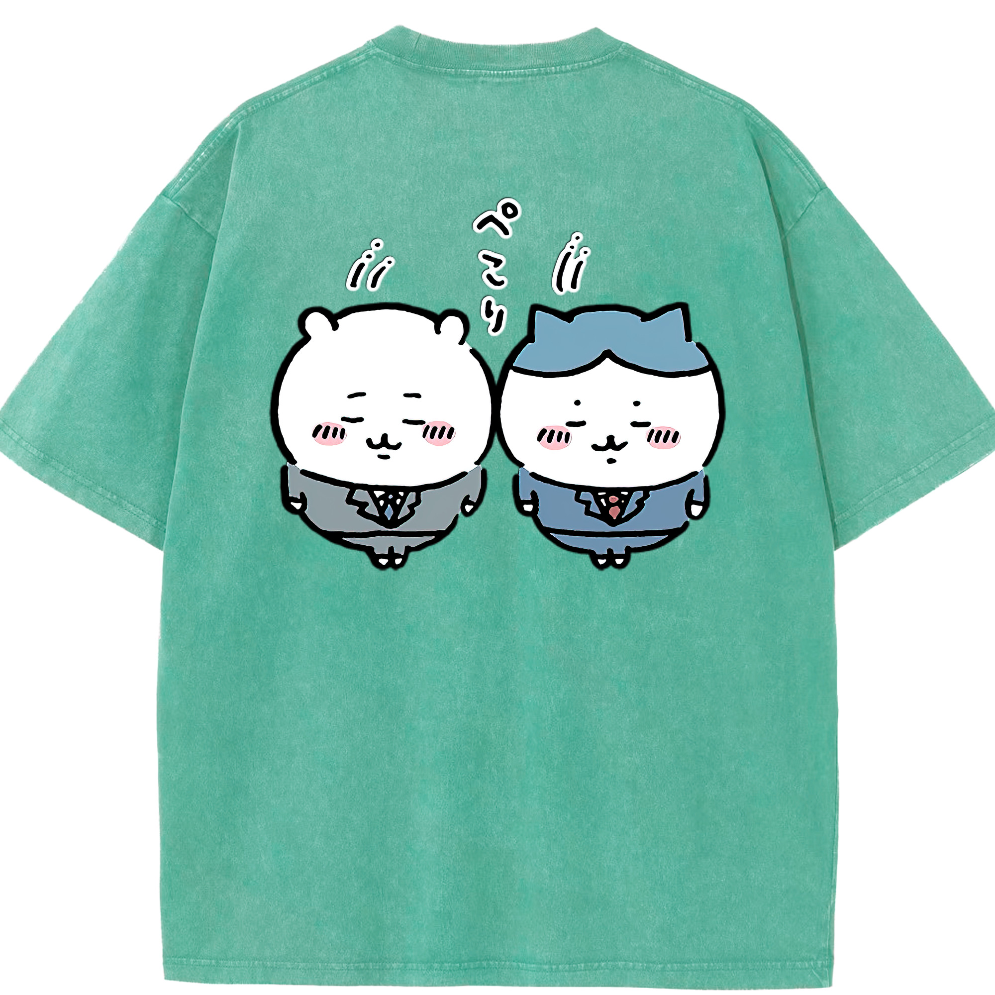 （画像用） ちいかわ ハチワレ Chii-kawa hachiware 綿100% ヴィンテージ風 半袖Tシャツ（背面プリント）